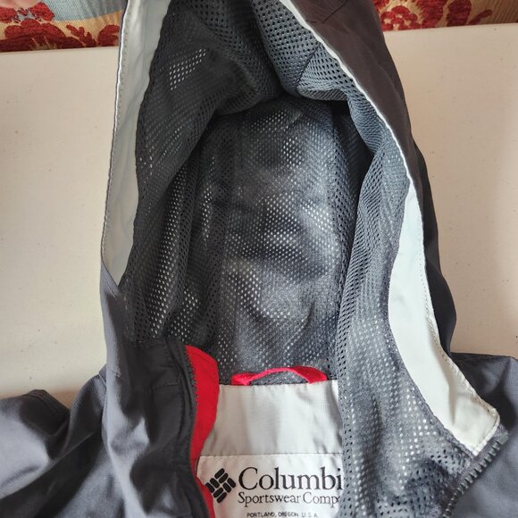 Columbia Youth Windbreaker Jacket Size 10/12 – Grey w/ Red & White Trim – Gently - Picture 6 of 9